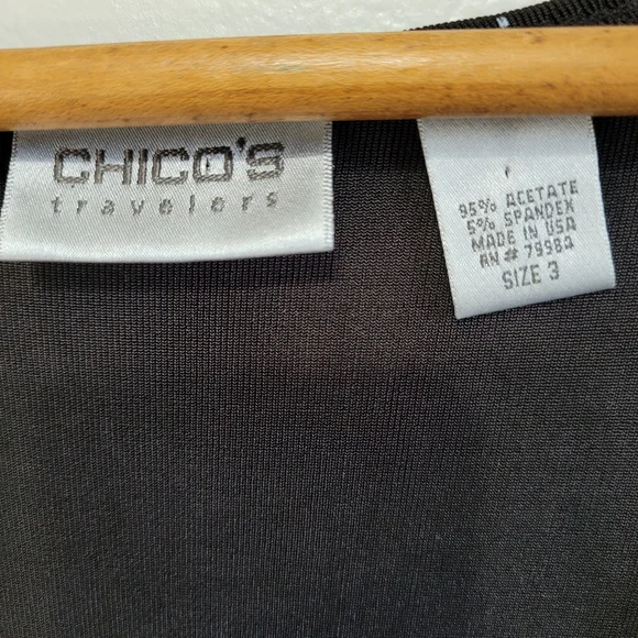 Chico's Travelers Black Polka Dot Wrap Style Dress Size 3 - Picture 7 of 16